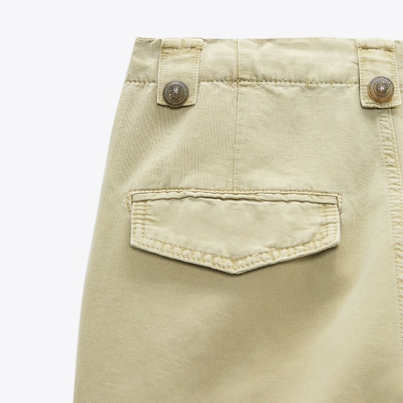 NWT ZARA WIDE LEG MID RISE LOOSE FIT PANTS Beige - Picture 2 of 11